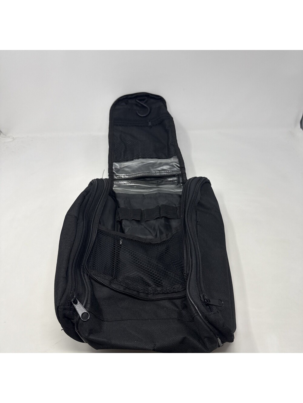 Black Hanging Travel Toiletry Bag Organizer w/ Hook, Multiple Zip Compartments
